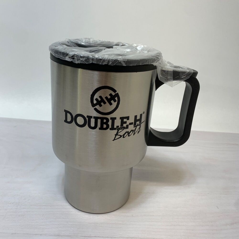 Double H Boots Travel Coffee Cup Stainless Handle Logo‎ Frosty Mug Double Wall